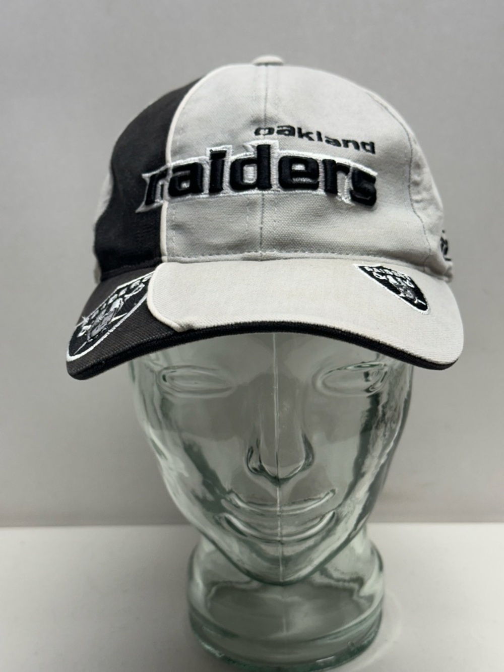 Reebok Oakland Raiders Black and Gray Split-Panel Baseball Cap